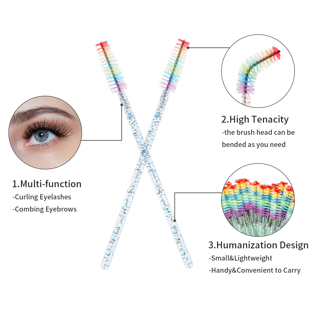 50PCS 레인보우 크리스탈 속눈썹 메이크업 브러쉬 일 - Eyelash Extension London 리뷰 및 가격